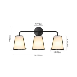 3-Light Fabric Conical Shade Vanity Wall Sconce
