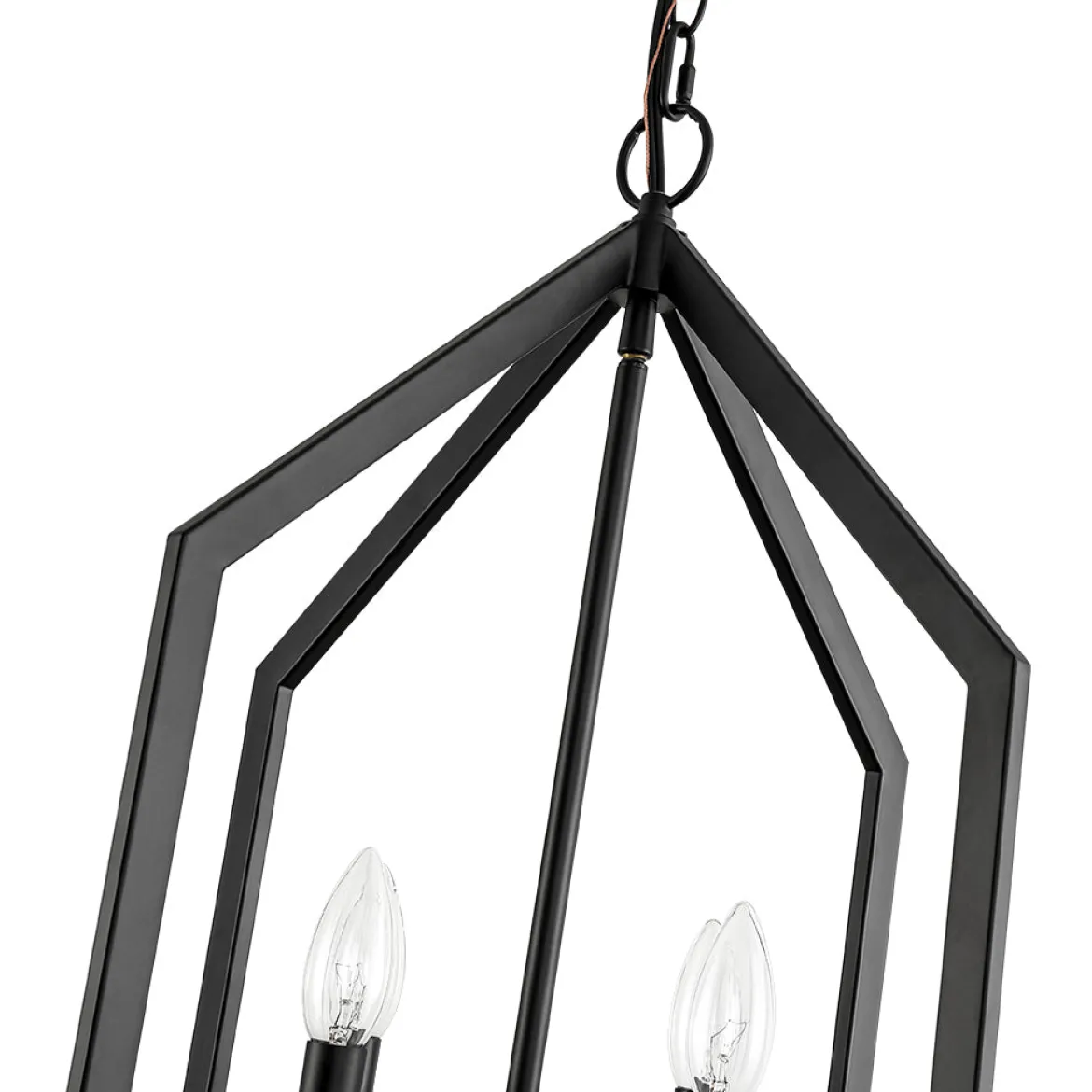 4-light Farmhouse Candle Style Black Lantern Pendant Light