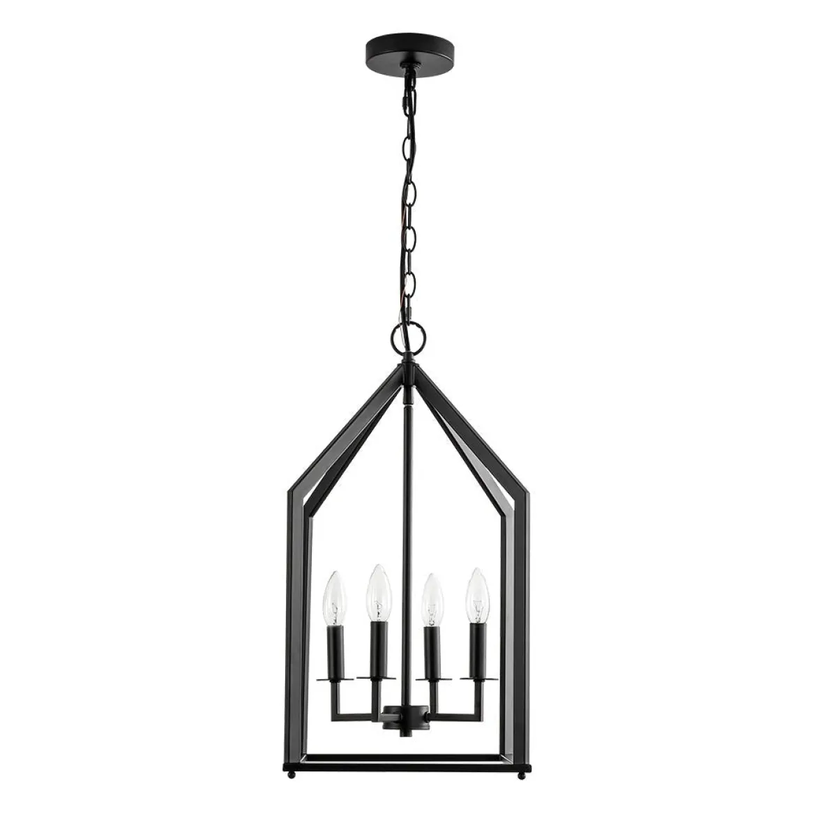 4-light Farmhouse Candle Style Black Lantern Pendant Light
