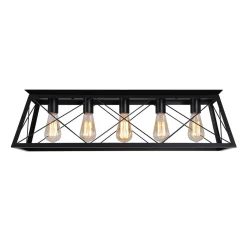5-Light Farmhouse Rectangular Cage Semi Flush Mount