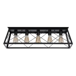 5-Light Farmhouse Rectangular Cage Semi Flush Mount