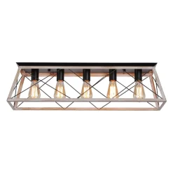 5-Light Farmhouse Rectangular Cage Semi Flush Mount
