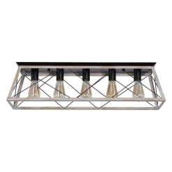 5-Light Farmhouse Rectangular Cage Semi Flush Mount