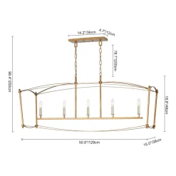5-light French Antique Candle Wide Lantern Island Chandelier
