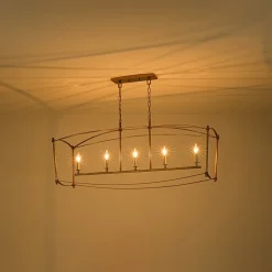 5-light French Antique Candle Wide Lantern Island Chandelier