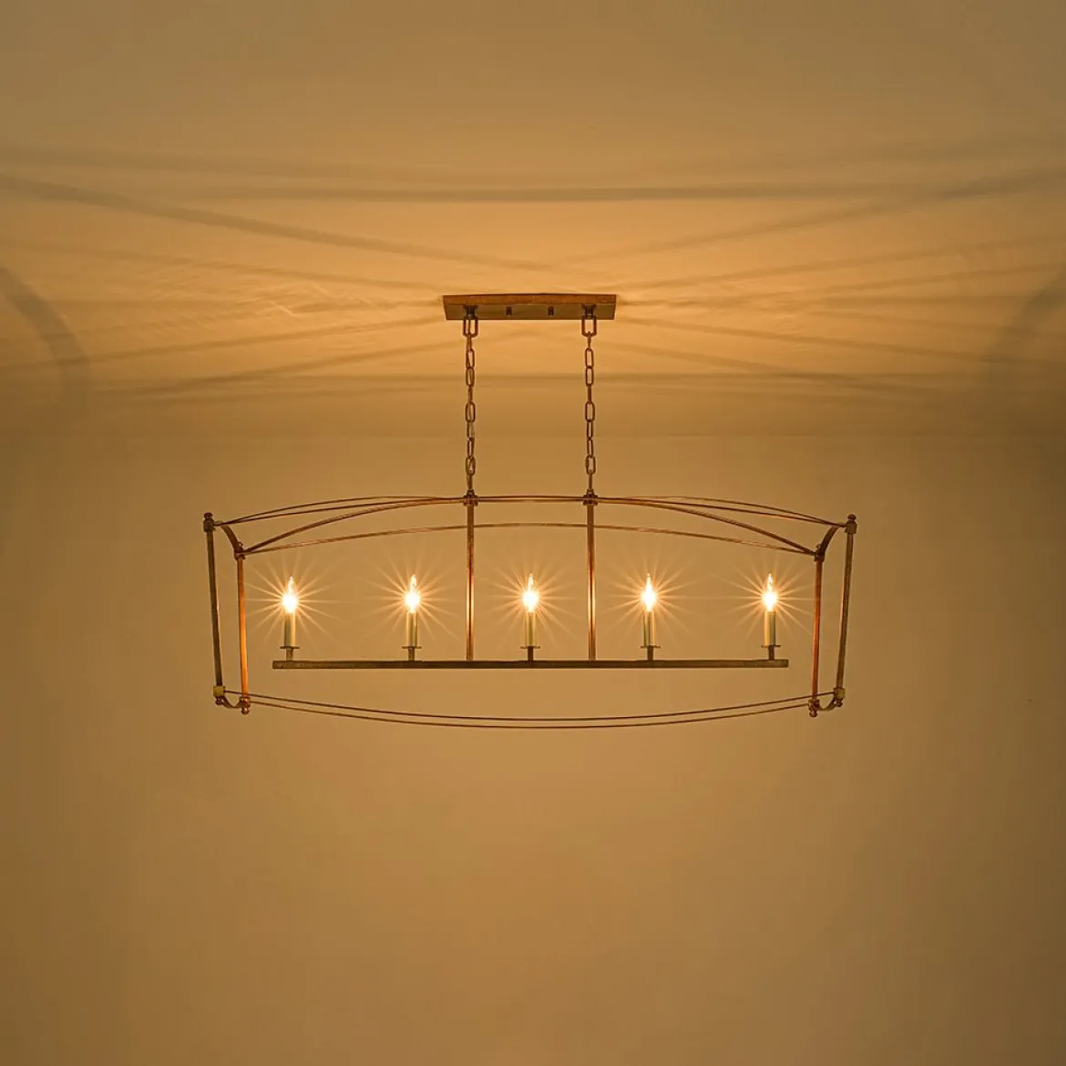 5-light French Antique Candle Wide Lantern Island Chandelier