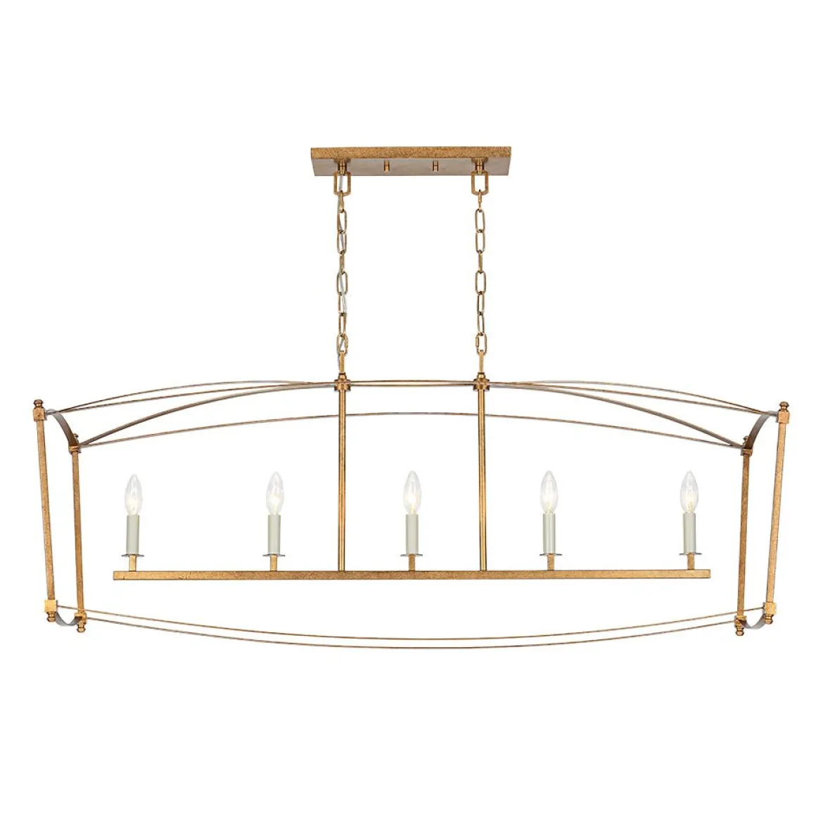 5-light French Antique Candle Wide Lantern Island Chandelier