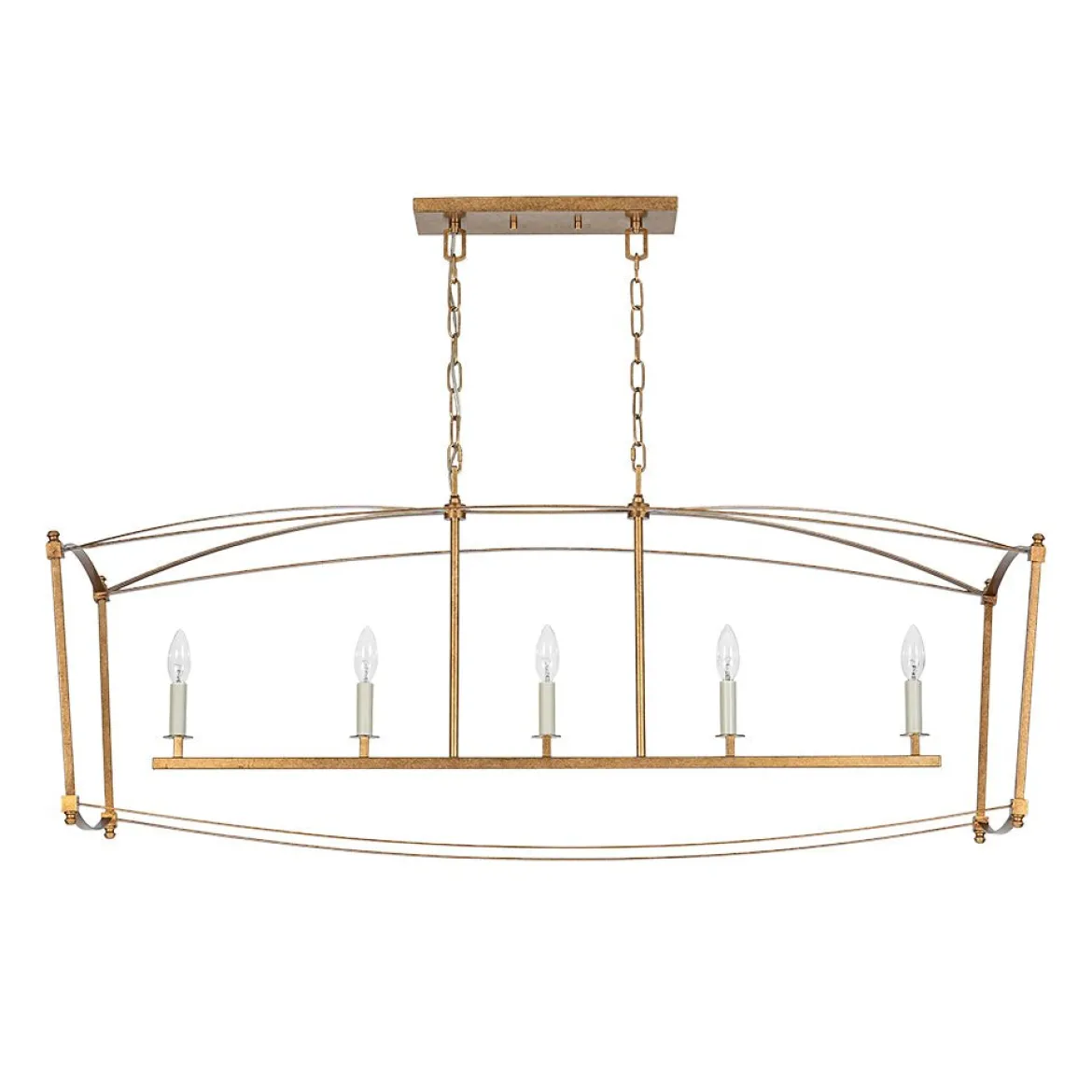 5-light French Antique Candle Wide Lantern Island Chandelier