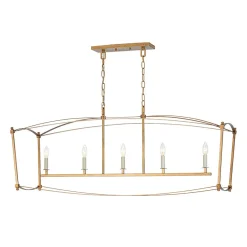 5-light French Antique Candle Wide Lantern Island Chandelier