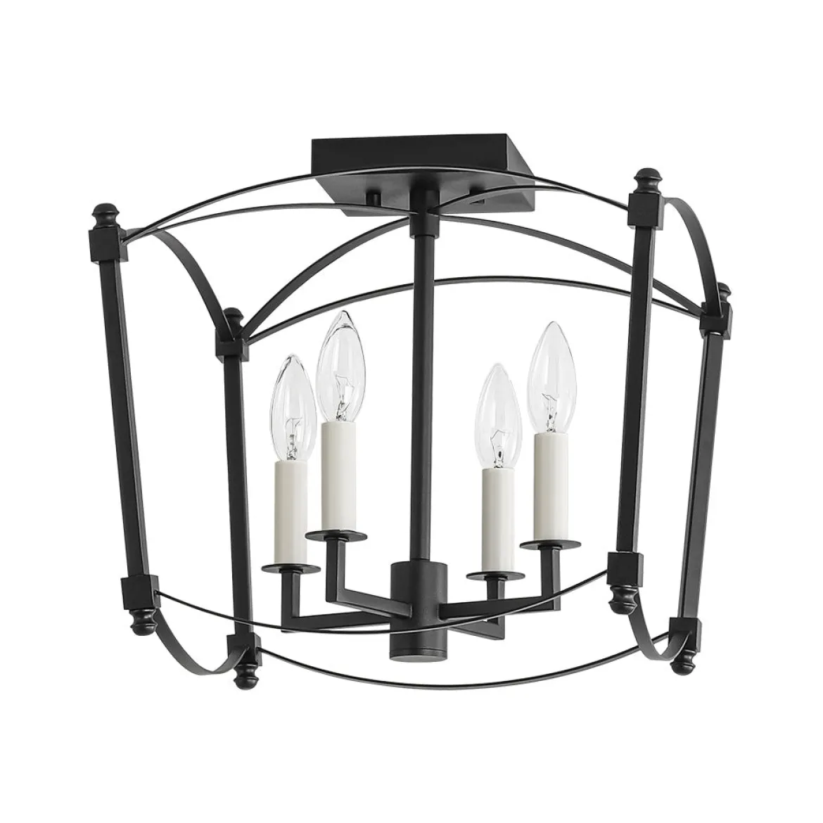 4-light French Antique Candle Style Lantern Semi Flush