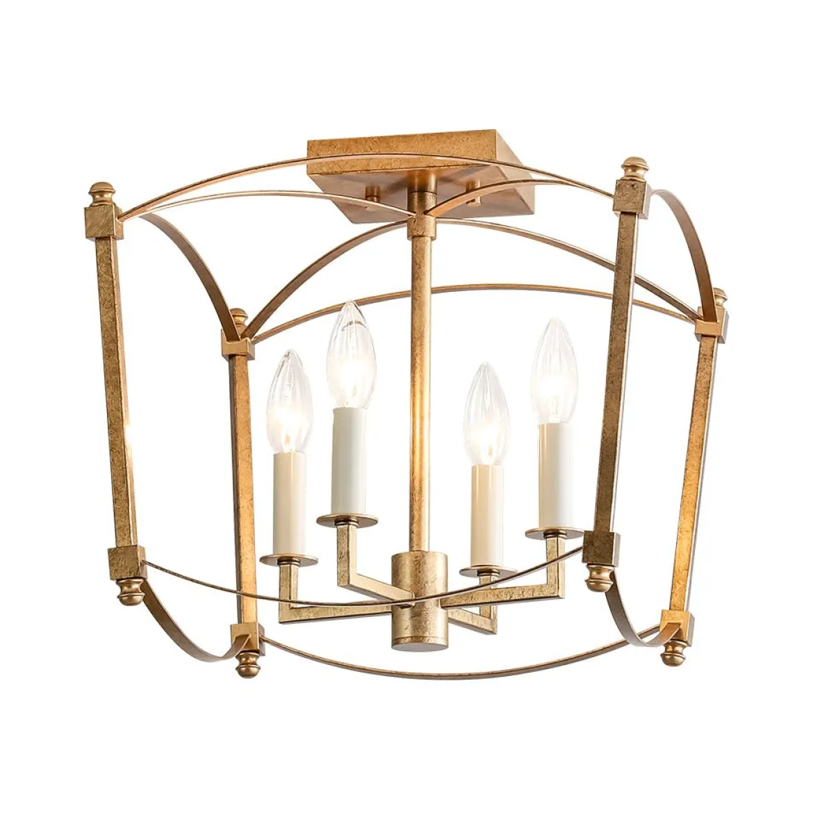 4-light French Antique Candle Style Lantern Semi Flush
