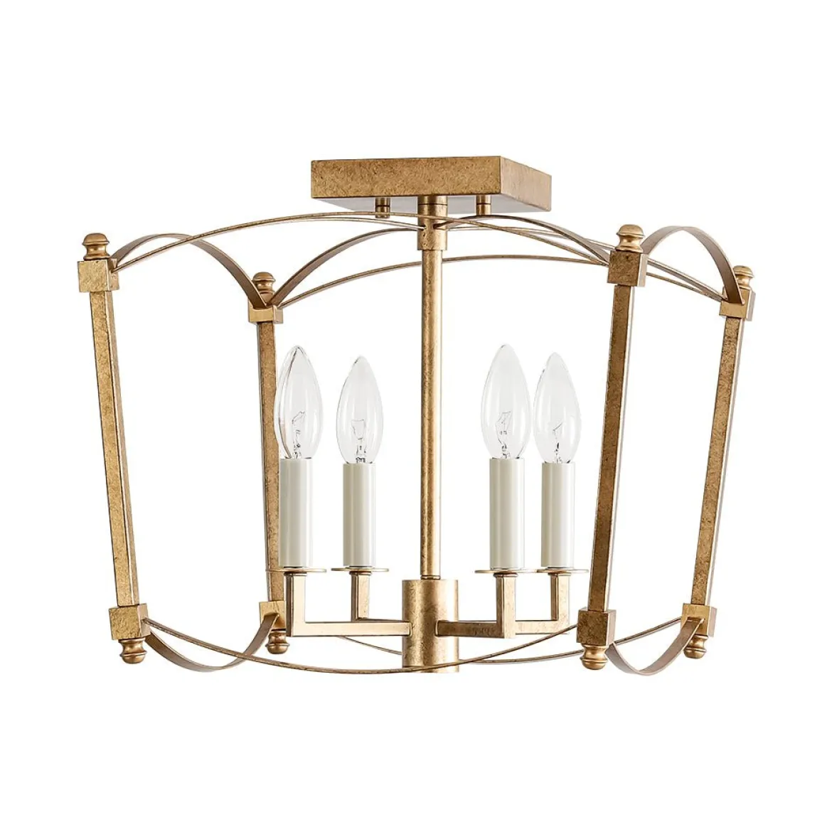 4-light French Antique Candle Style Lantern Semi Flush