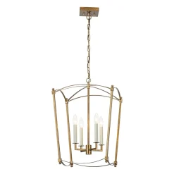 4-light French Antique Gold Candle Square Lantern Chandelier