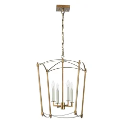 4-light French Antique Gold Candle Square Lantern Chandelier