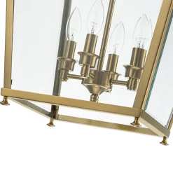 4-Light French Candle Style Wide Square Glass Lantern Pendant