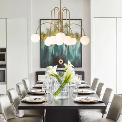 10-Light Frosted Glass Globe Bubble Chandelier