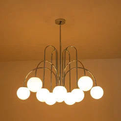10-Light Frosted Glass Globe Bubble Chandelier