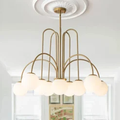 10-Light Frosted Glass Globe Bubble Chandelier