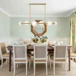 6-Light Frosted Glass Globe Linear Island Chandelier