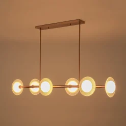 6-Light Frosted Glass Globe Linear Island Chandelier