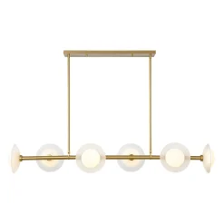 6-Light Frosted Glass Globe Linear Island Chandelier