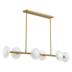 6-Light Frosted Glass Globe Linear Island Chandelier