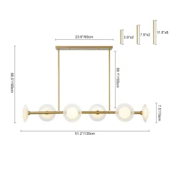 6-Light Frosted Glass Globe Linear Island Chandelier