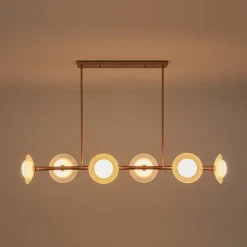 6-Light Frosted Glass Globe Linear Island Chandelier