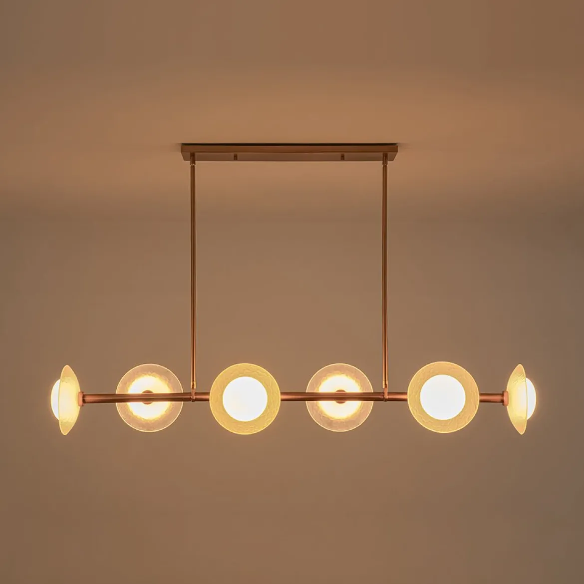 6-Light Frosted Glass Globe Linear Island Chandelier