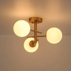 3-Light Frosted Glass Globe Tiered Sputnik Semi Flush Mount