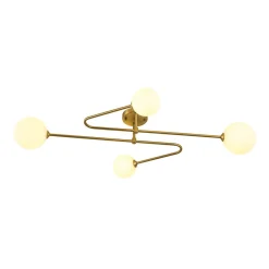 4-Light Frosted Glass Globe Linear Sputnik Semi Flush Mount