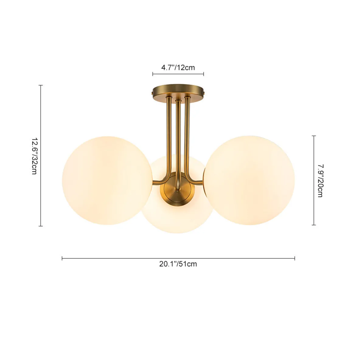 3-Light Frosted Glass Globe Ceiling Light