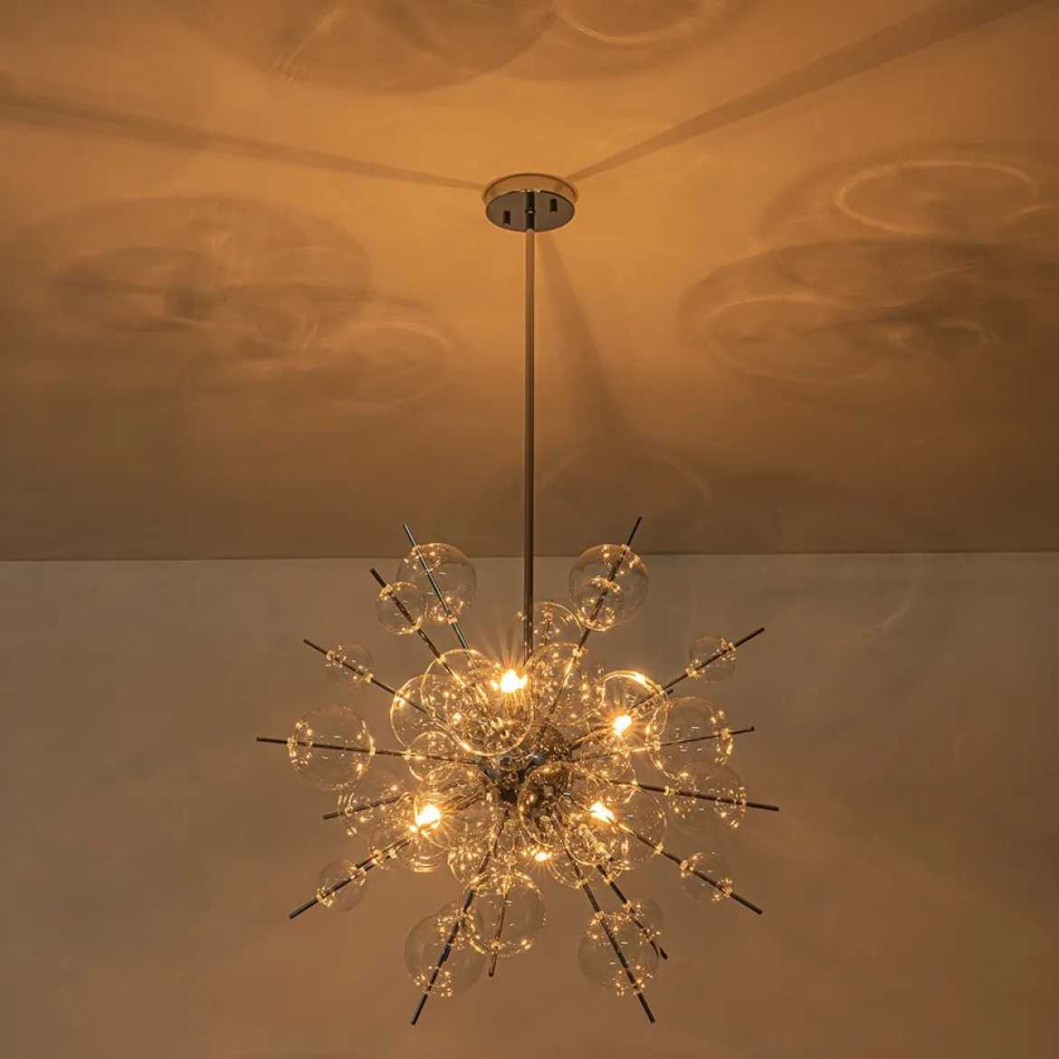 6-Light Glass Globe Bubble Sputnik Sunburst Chandelier
