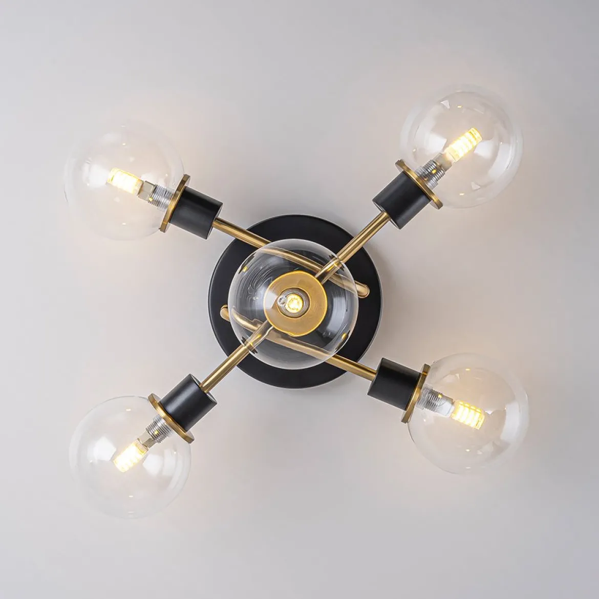 5-light Glass Globe Semi Flush Bubble Ceiling Light