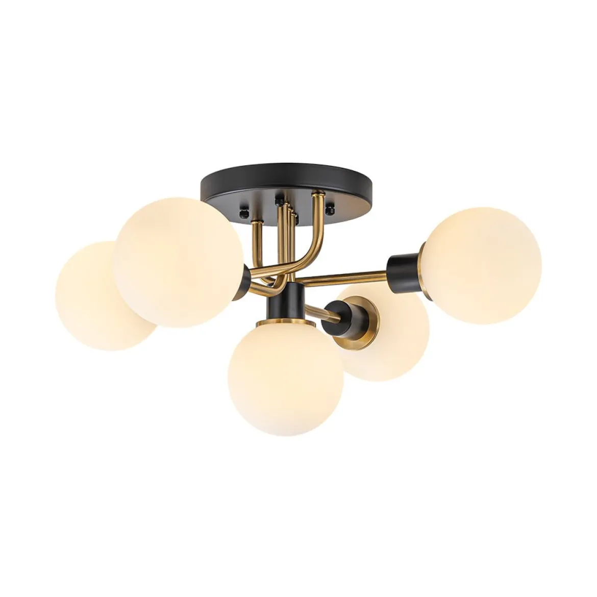5-light Glass Globe Semi Flush Bubble Ceiling Light