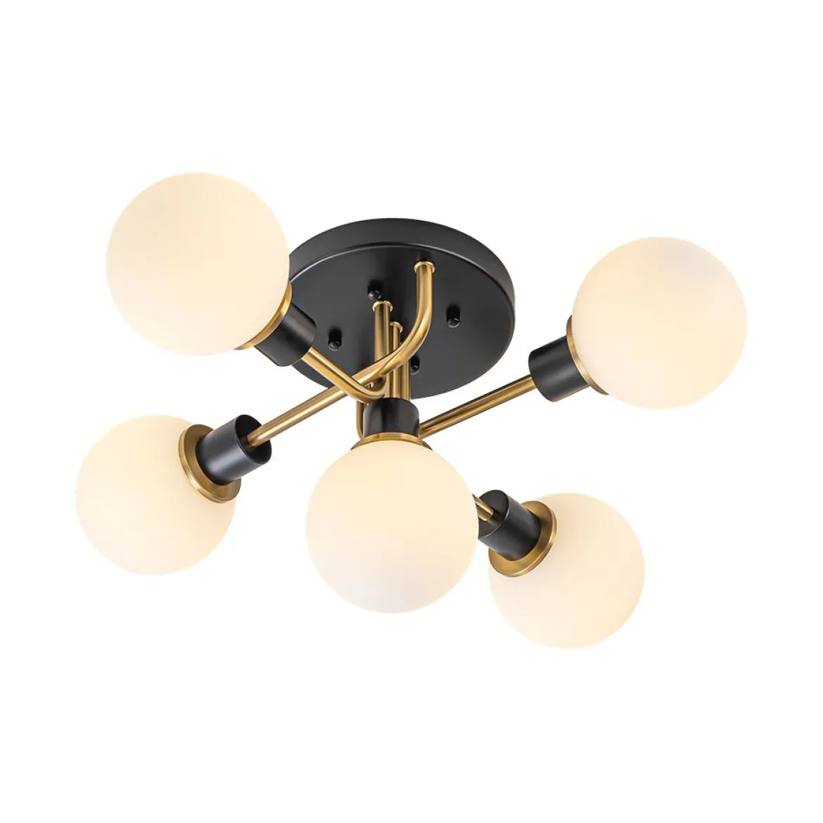 5-light Glass Globe Semi Flush Bubble Ceiling Light