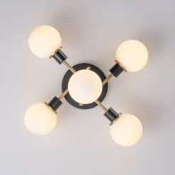 5-light Glass Globe Semi Flush Bubble Ceiling Light