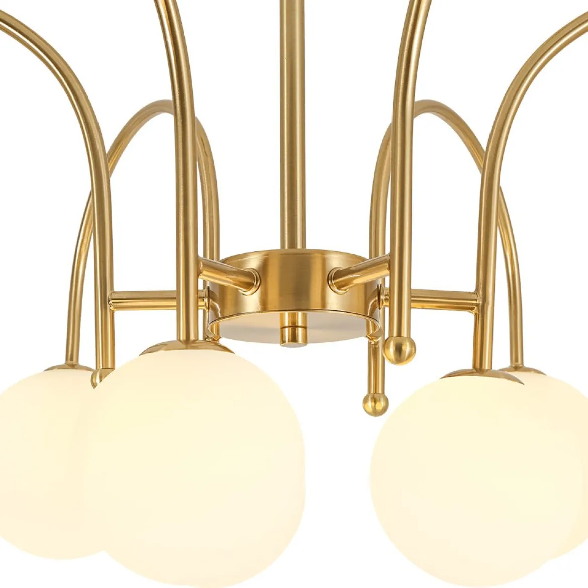 9-Light Goose Arm Opal Glass Bubble Tiered Chandelier