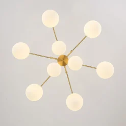9-Light Goose Arm Opal Glass Bubble Tiered Chandelier