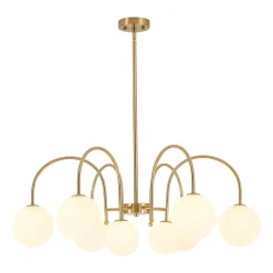 9-Light Goose Arm Opal Glass Bubble Tiered Chandelier