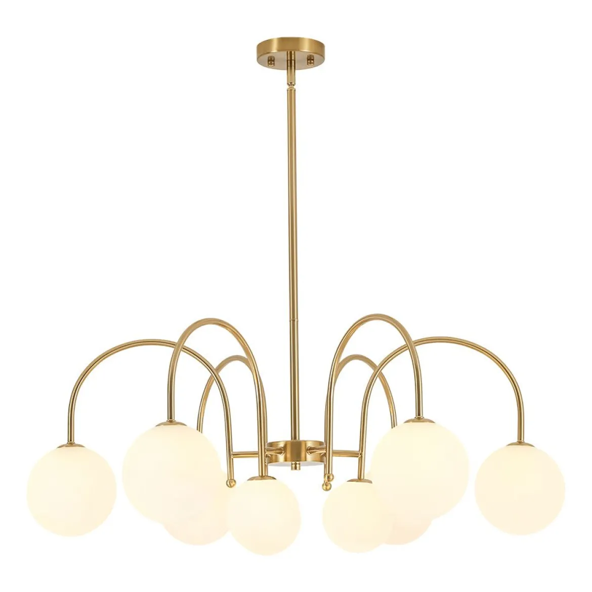 9-Light Goose Arm Opal Glass Bubble Tiered Chandelier