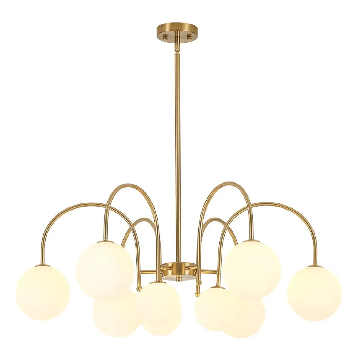 9-Light Goose Arm Opal Glass Bubble Tiered Chandelier