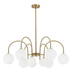 9-Light Goose Arm Opal Glass Bubble Tiered Chandelier