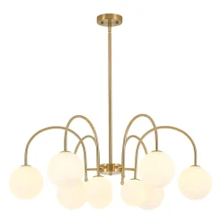 9-Light Goose Arm Opal Glass Bubble Tiered Chandelier