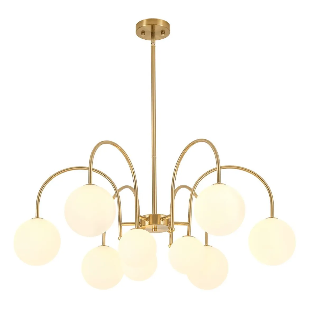 9-Light Goose Arm Opal Glass Bubble Tiered Chandelier