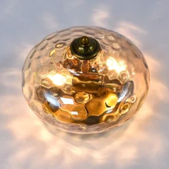 2-light Hammered Glass Flush Mount Ceiling Light