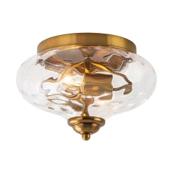 2-light Hammered Glass Flush Mount Ceiling Light