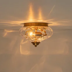2-light Hammered Glass Flush Mount Ceiling Light