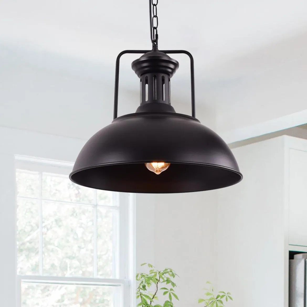 1-Light Industrial Dome Pendant Light
