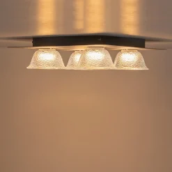 4-Light Iridescent Glass Bell LED Square Semi Flush Mount